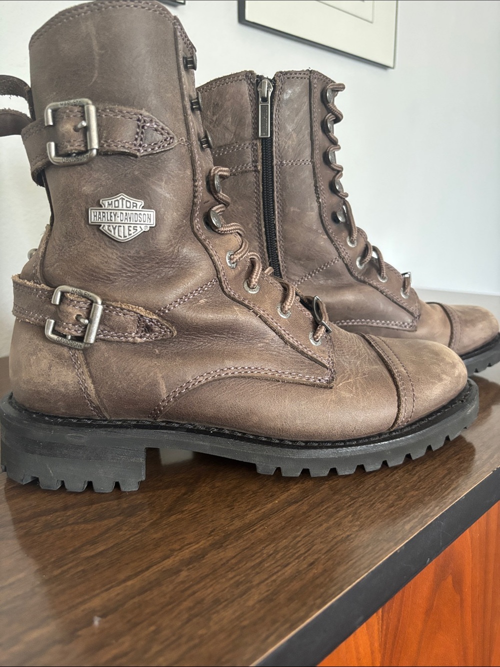Harley Davidson women’s Brown Balsa Biker Moto Boots Sz 9.5